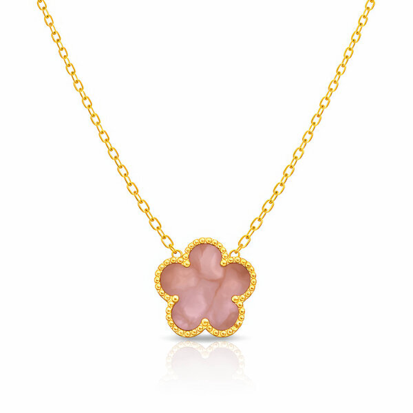 "FLOWER" NECKLACE, 18K GOLD PLATED STEEL