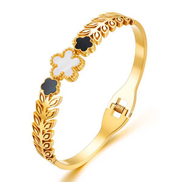 "FLOWERS" BRACELET, 18K GOLD PLATED STEEL