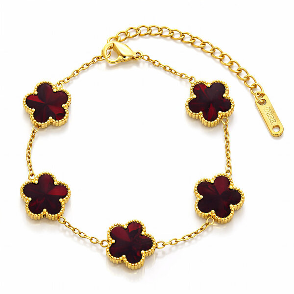 "FLOWER MEADOW" BRACELET, 18K GOLD PLATED STEEL
