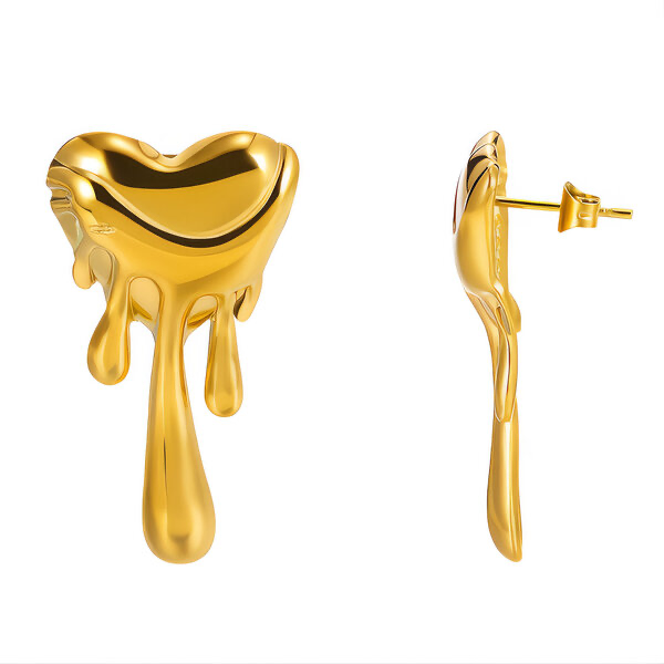 "HEARTS" EARRINGS, 18K GOLD PLATED STEEL