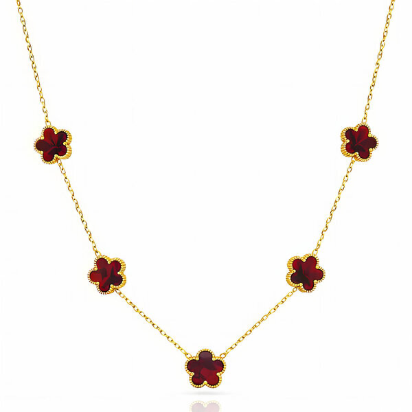 "FLOWER MEADOW" NECKLACE, 18K GOLD PLATED STEEL